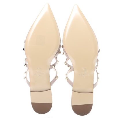 Valentino Garavani Pebbled Calfskin Rockstud Flat Cage Mules 38.5 Poudre 6 of 11