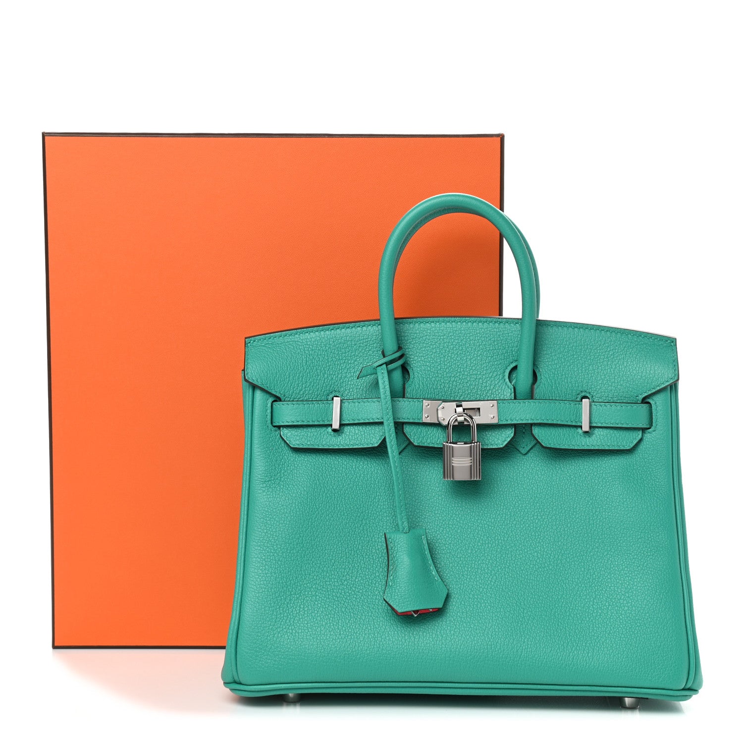 Hermes Taurillon Novillo Verso Birkin 25 Vert Verone Rose Lipstick 11 of 11