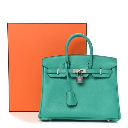 Hermes Taurillon Novillo Verso Birkin 25 Vert Verone Rose Lipstick 11 of 11
