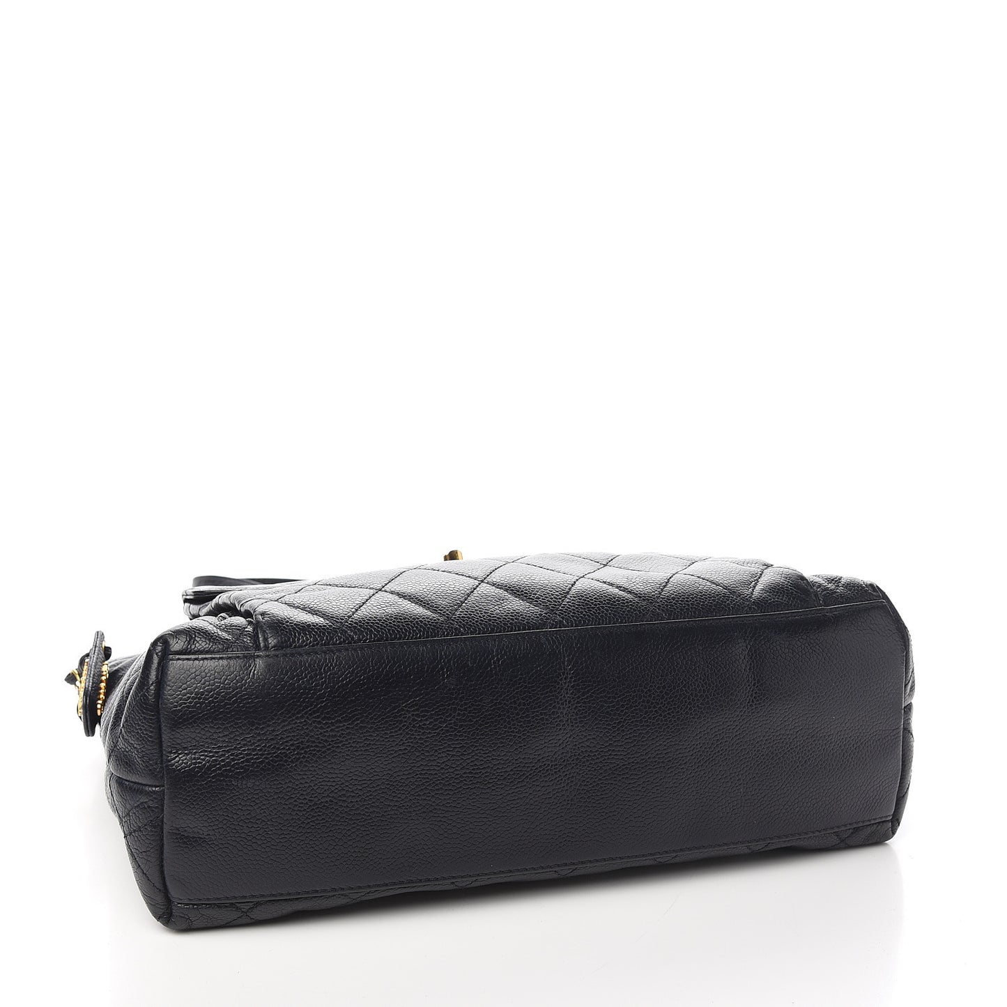 Caviar Quilted Flap Shoulder Bag Navy Blue