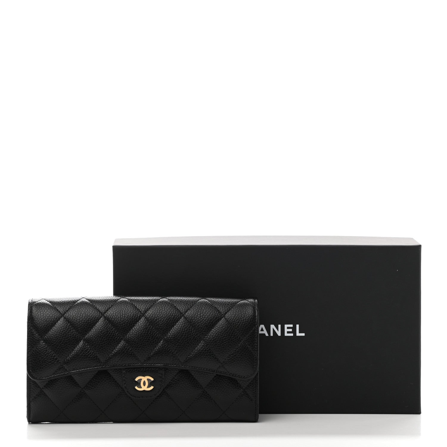 Chanel Caviar Quilted Large Gusset Flap Wallet Black 9 of 9