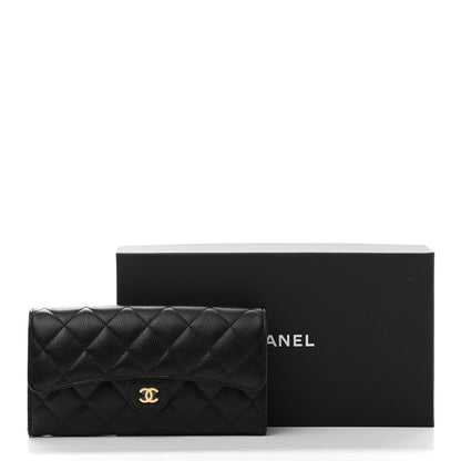 Chanel Caviar Quilted Large Gusset Flap Wallet Black 9 of 9