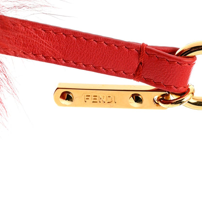 Fendi Fox Fur Shiny Nappa Heart Pom Pom Bag Charm Rosso Rosa 4 of 5