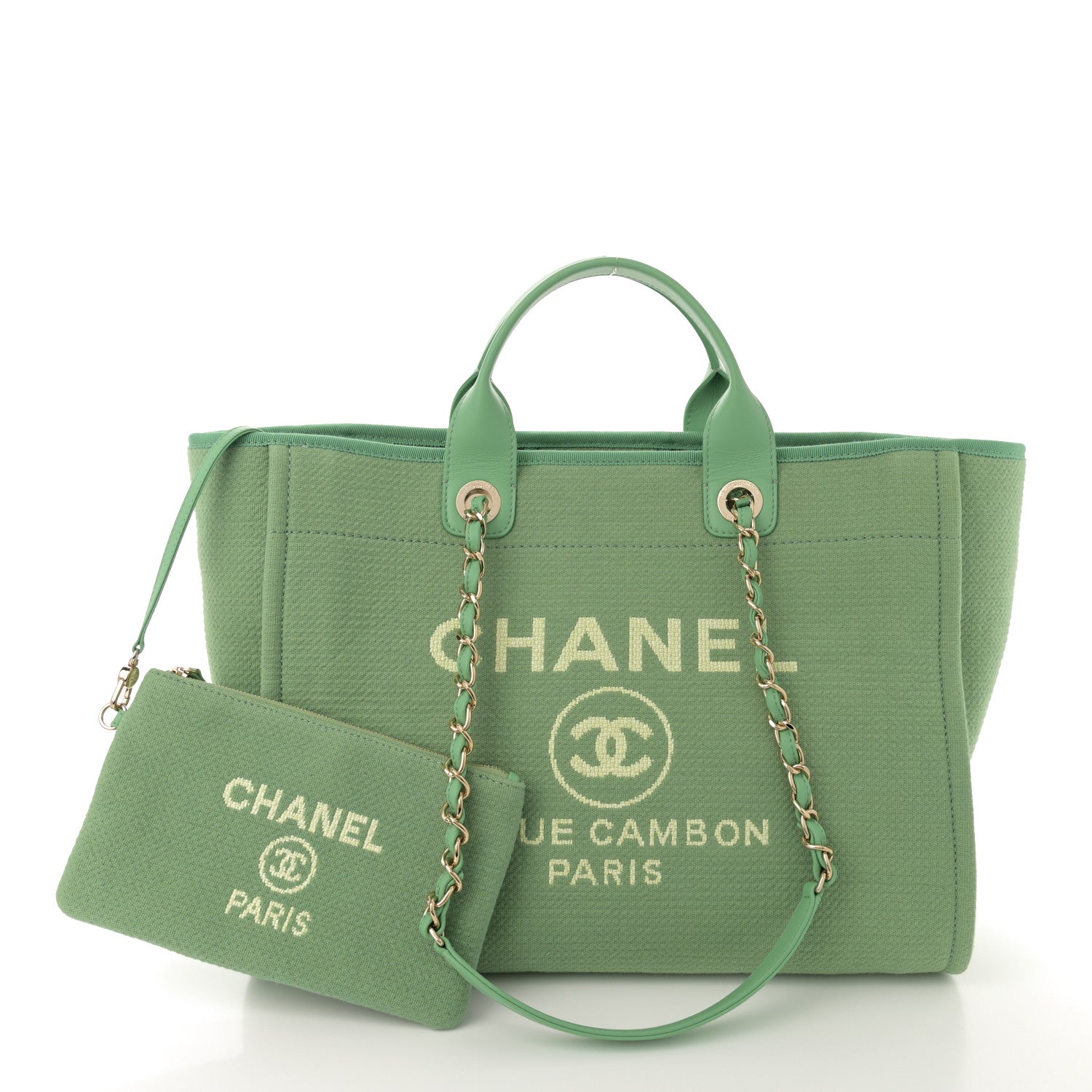 Chanel Mixed Fibers Medium Deauville Tote Green 3 of 11