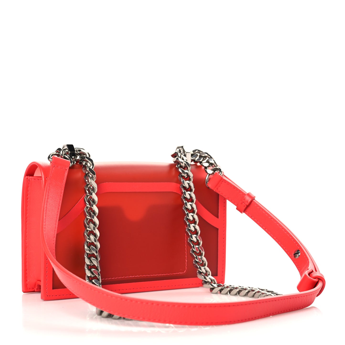 Calfskin Polyurethane Jeweled Knuckle Satchel Red