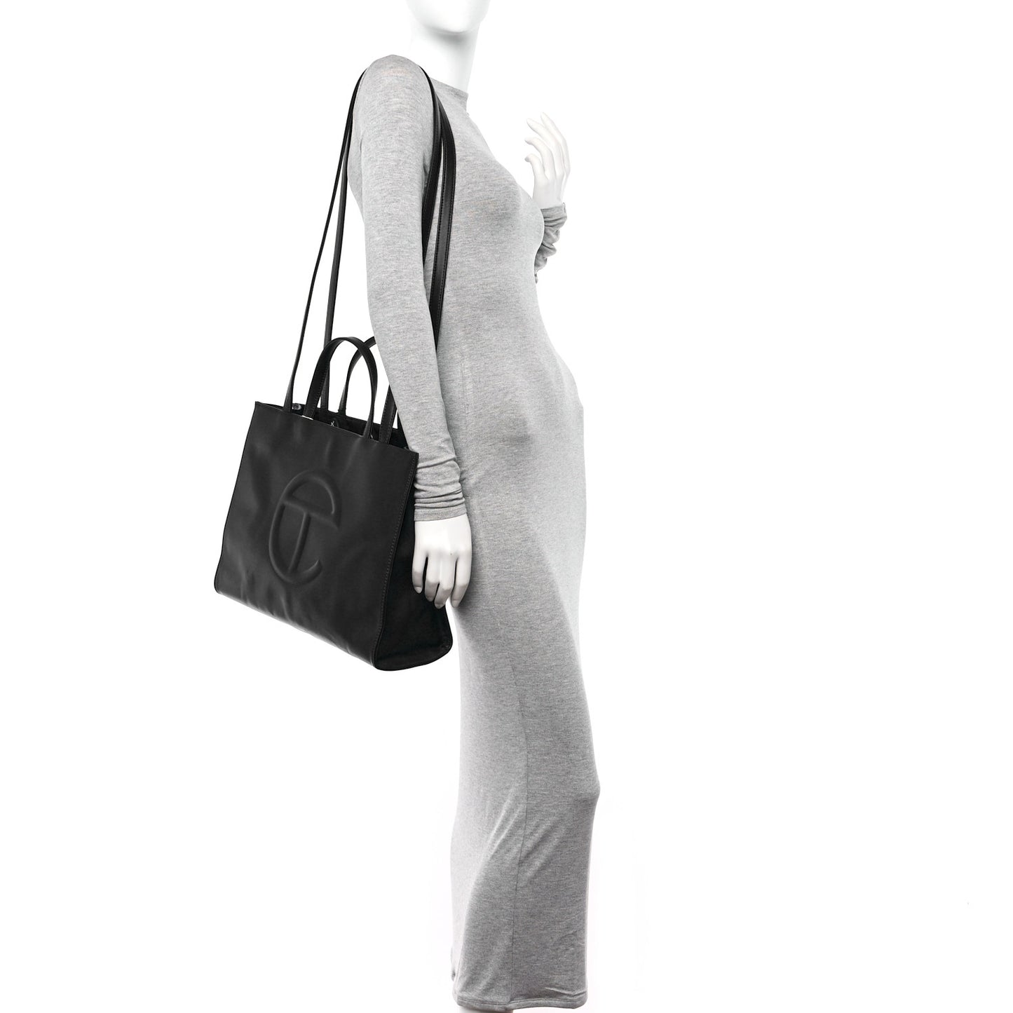 Vegan Leather Medium Shopping Bag Black