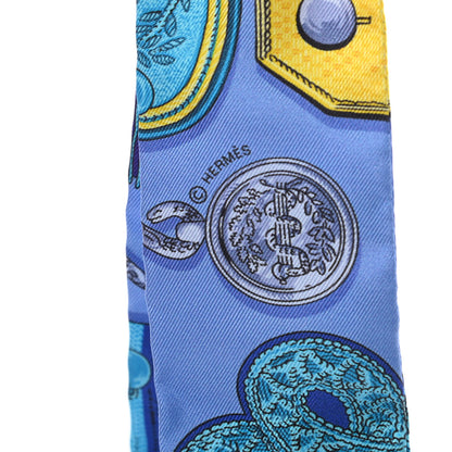 Hermes Silk Epaulettes Twilly Lavande Turquoise Jaune 4 of 4