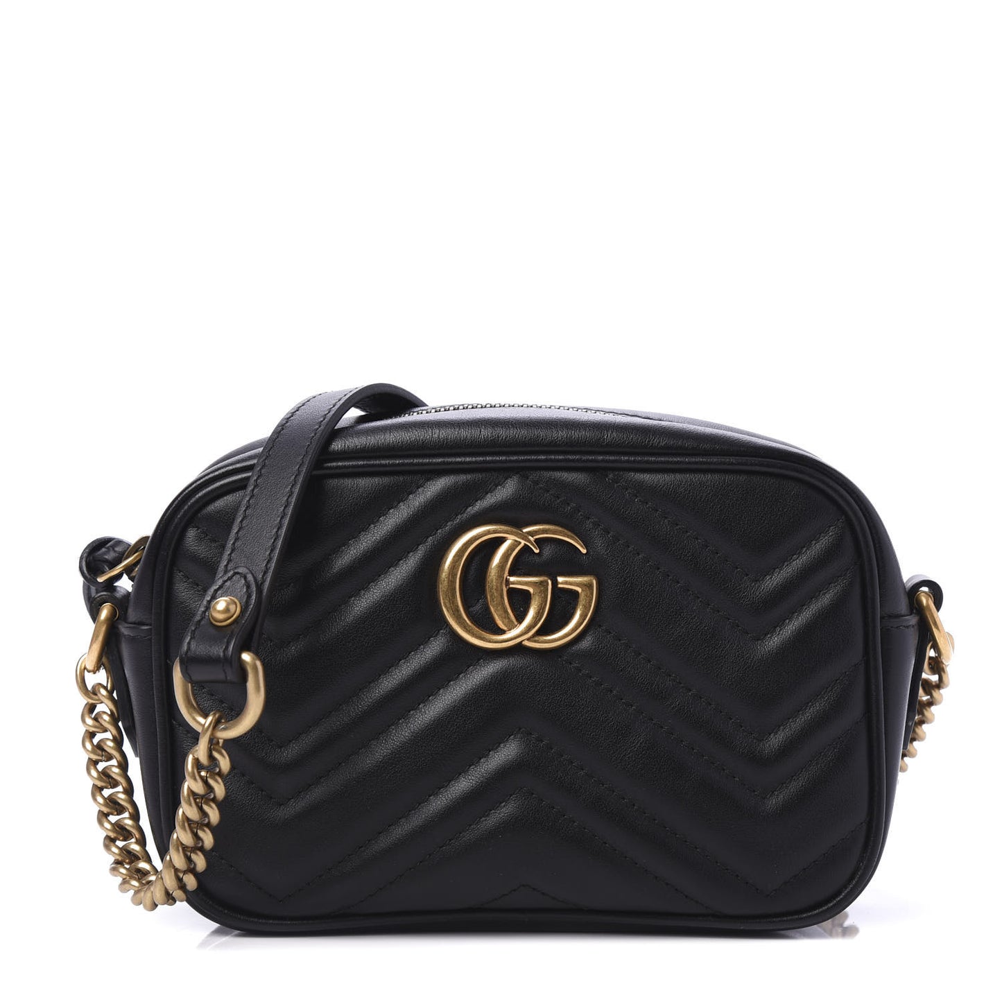 Calfskin Matelasse Mini GG Marmont Chain Shoulder Bag Black