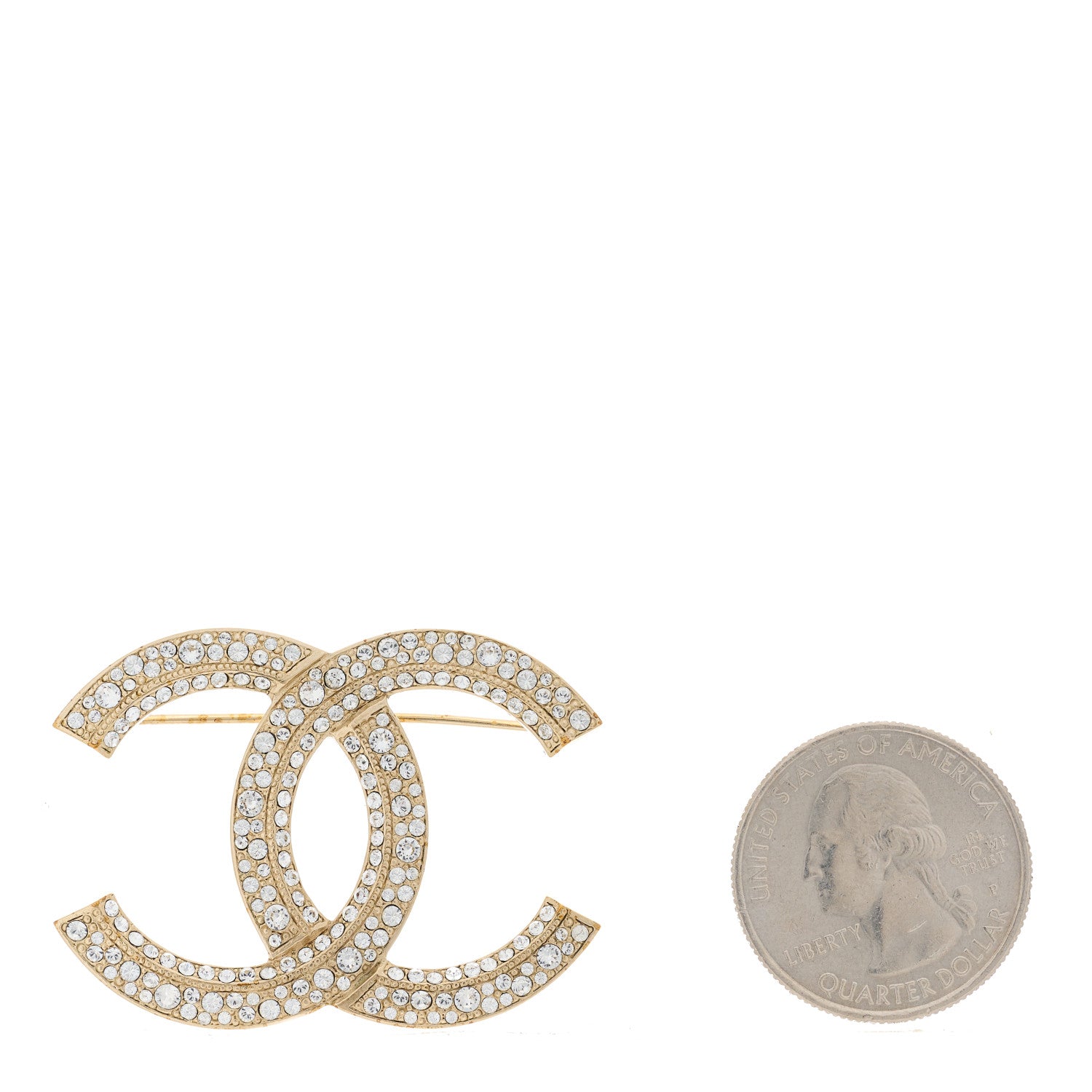Chanel Crystal CC Brooch Light Gold 2 of 5