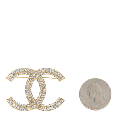 Chanel Crystal CC Brooch Light Gold 2 of 5