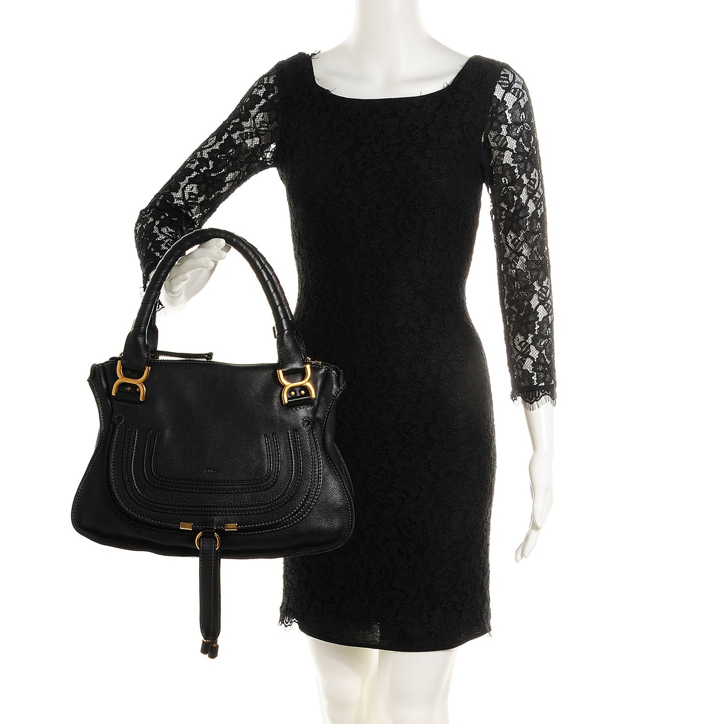 Calfskin Medium Marcie Satchel Black