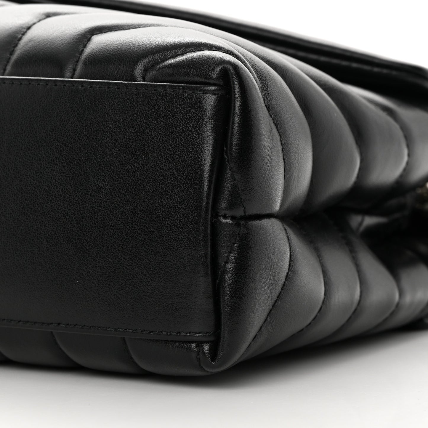 Calfskin Y Quilted Monogram Small Loulou Chain Satchel Black