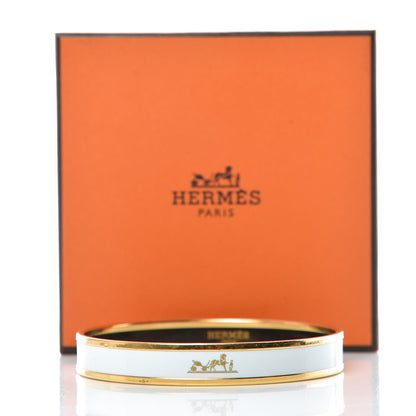 Hermes Enamel Printed Narrow Caleche Bracelet 70 White 6 of 6