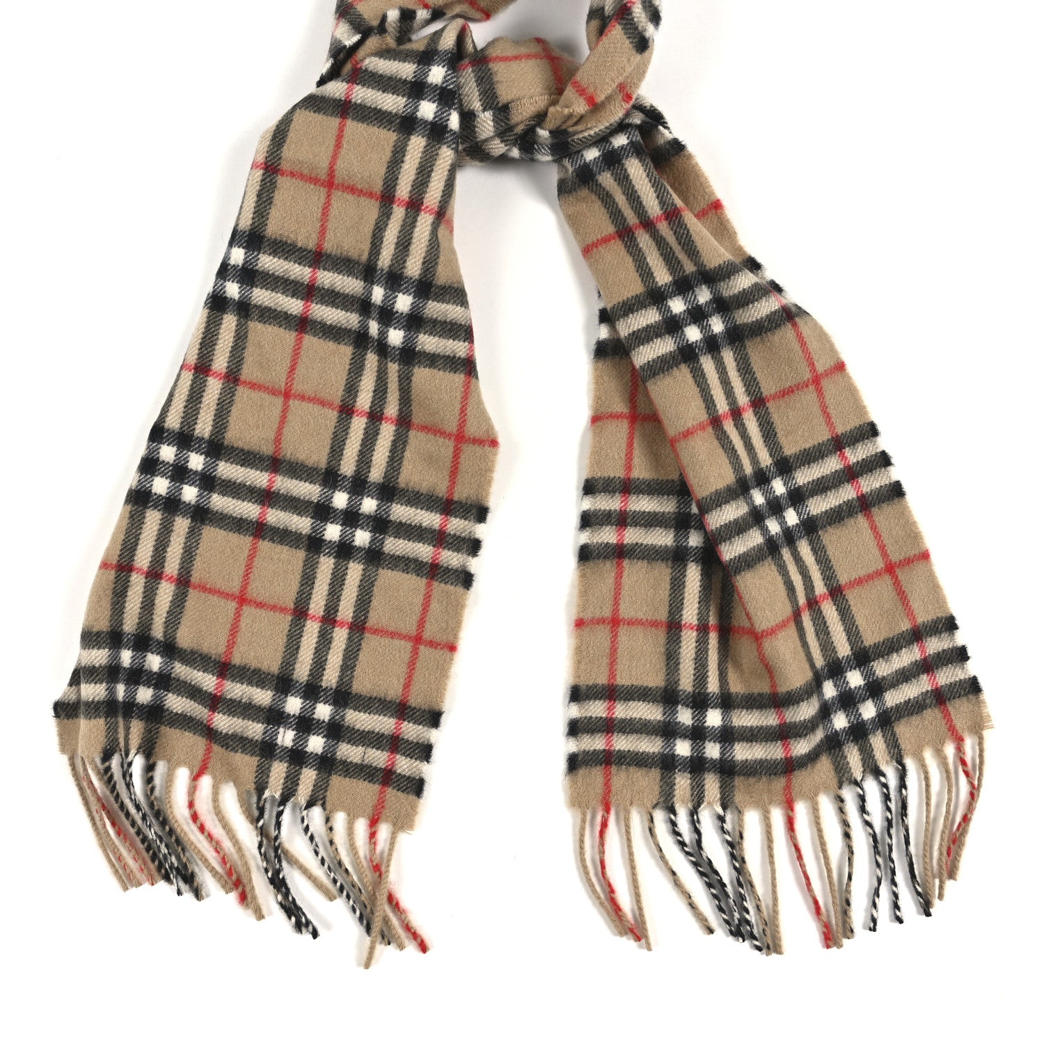 Burberry Cashmere Vintage Check Fringe Scarf Archive Beige 3 of 8