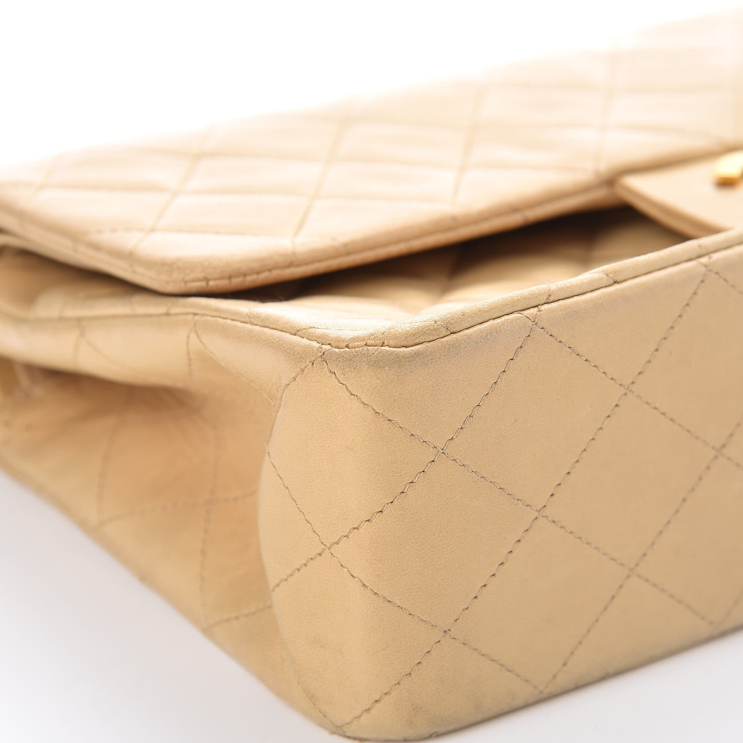 Chanel Lambskin Quilted Medium Double Flap Beige 15 of 20