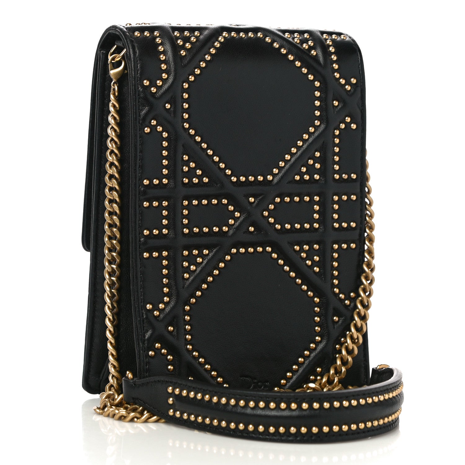 Christian Dior Lambskin Studded Vertical Diorama Black 3 of 9