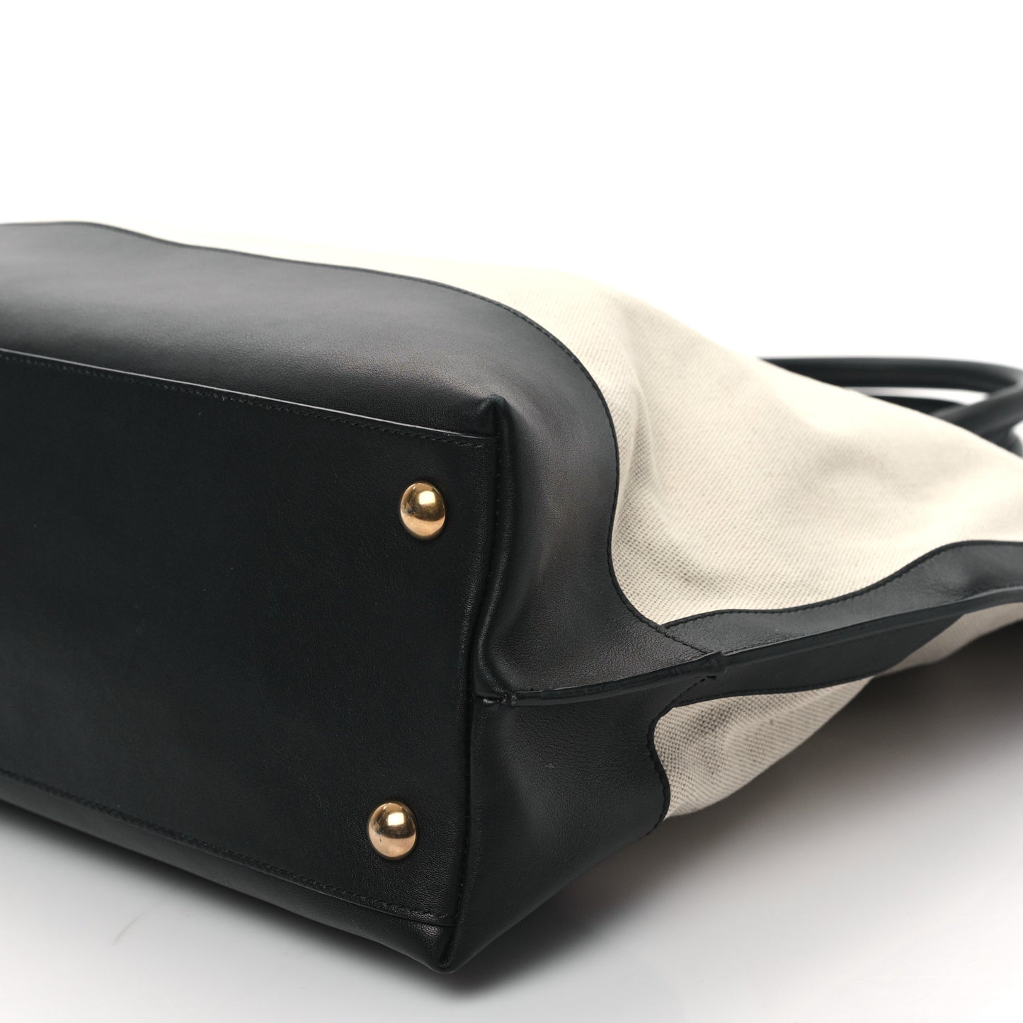 Calfskin Linen Two Tone Cabas Tote Black