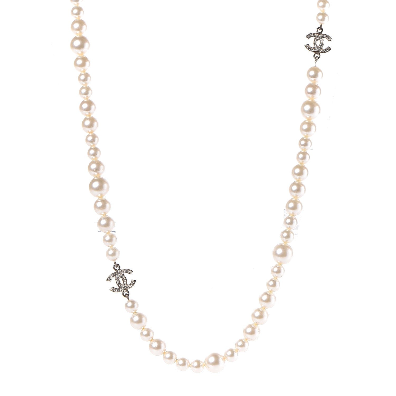 Chanel Graduated Pearl Long CC Necklace Gold 1 of 6