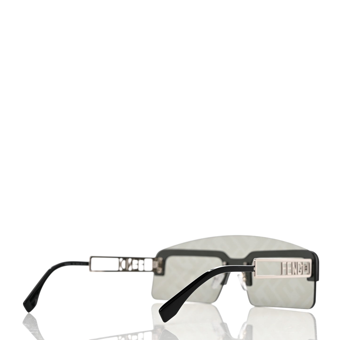 Metal Acetate The Technicolor FF Shield Sunglasses FE40023U Shiny Palladium Smoke Mirror