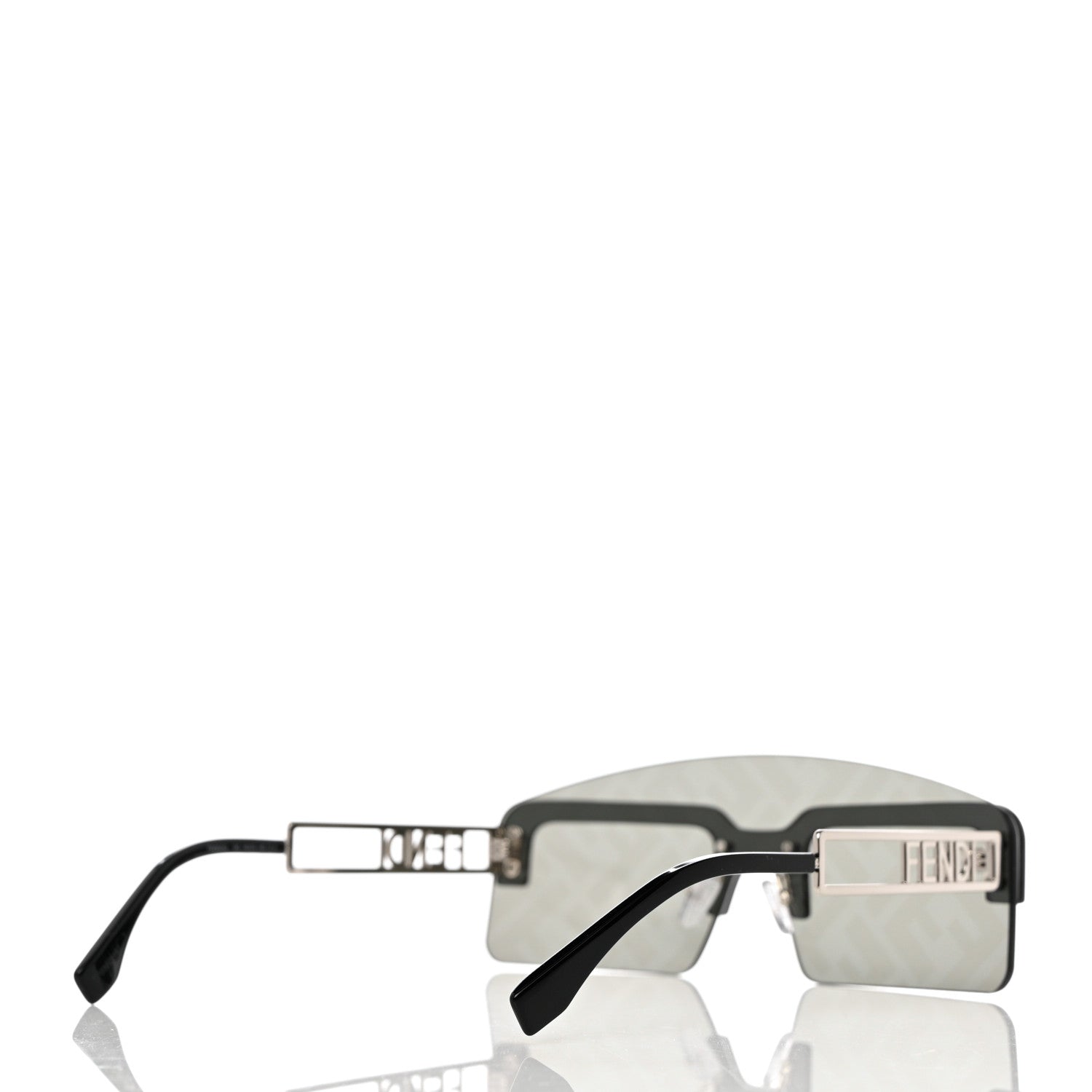 Fendi Metal Acetate The Technicolor FF Shield Sunglasses FE40023U Shiny Palladium Smoke Mirror 4 of 8