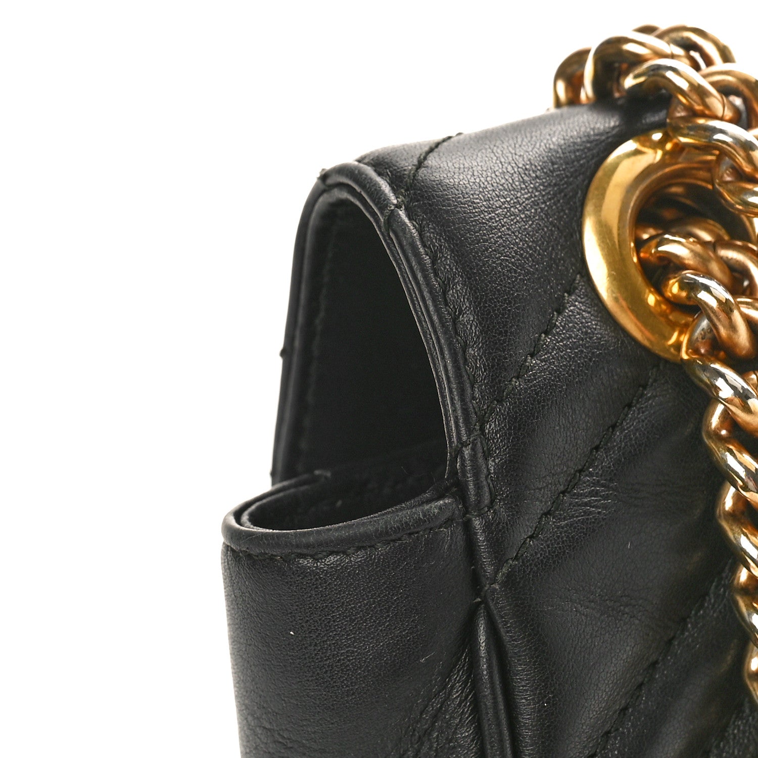 Gucci Calfskin Matelasse Mini GG Marmont Shoulder Bag Black 11 of 12