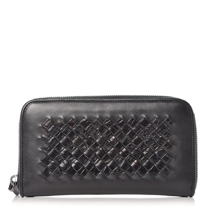 Bottega Veneta Calfskin Crocodile Intrecciato Zip Around Wallet Tourmaline 1 of 6