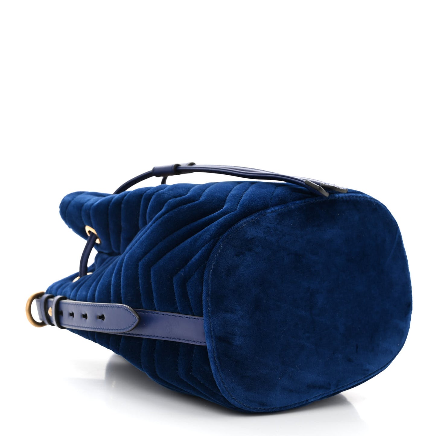 Velvet Matelasse GG Marmont Bucket Bag Cobalt Blue
