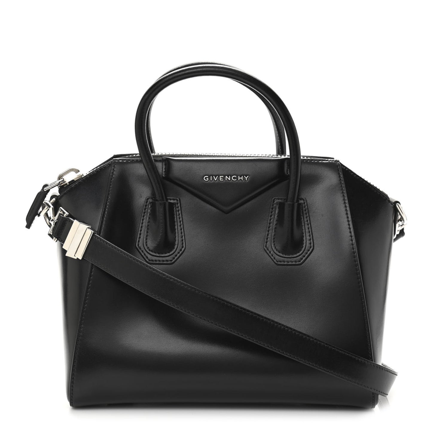 Shiny Lord Calfskin Small Antigona Black