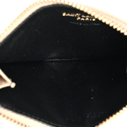 Saint Laurent Grain De Poudre Matelasse Chevron Monogram Fragments Zippered Card Case Sea Salt 5 of 8