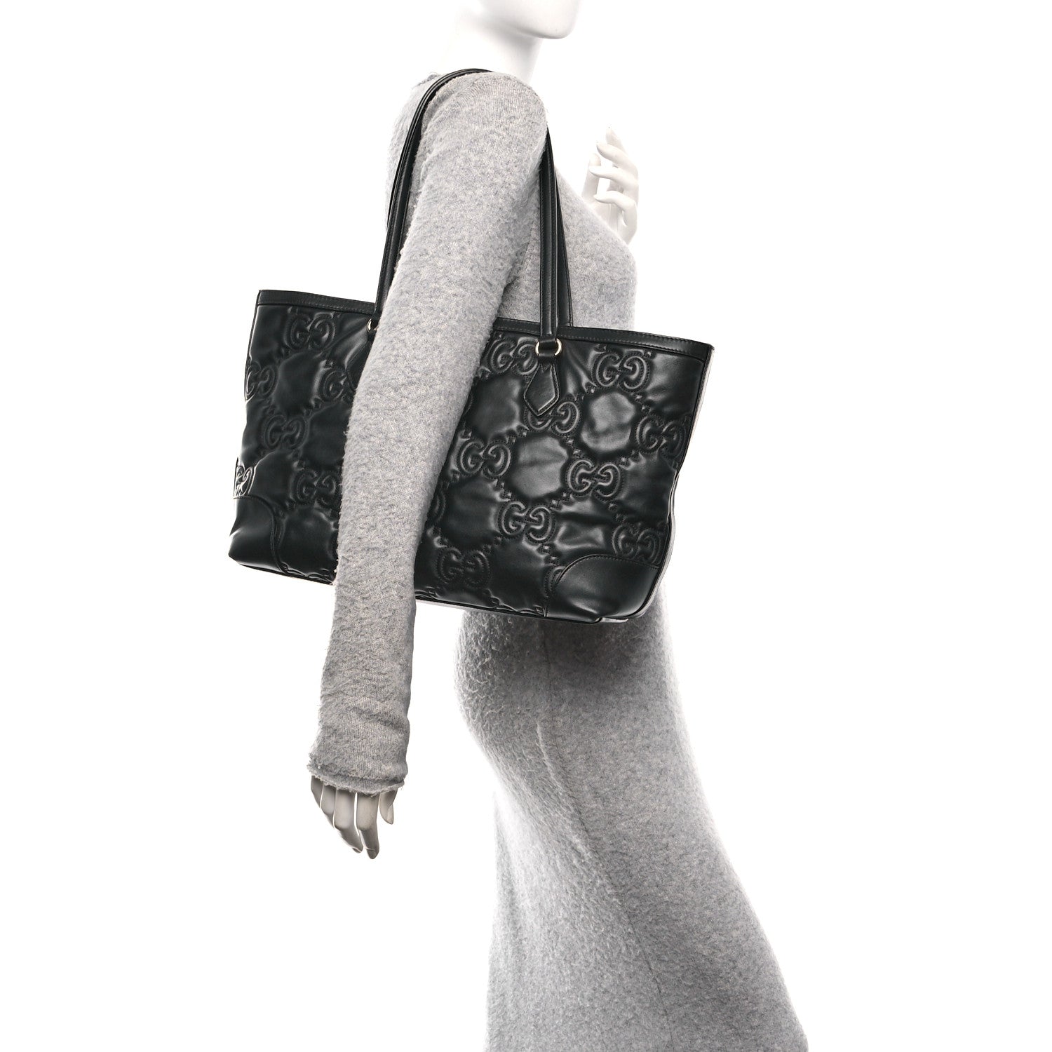 Gucci Calfskin GG Matelasse Medium Ophidia Shopping Tote Black 2 of 12