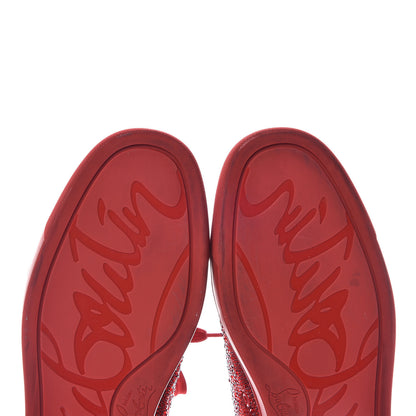 Christian Louboutin Veau Velours Strass Mens Louis Flat Sneakers 41 Red 10 of 18