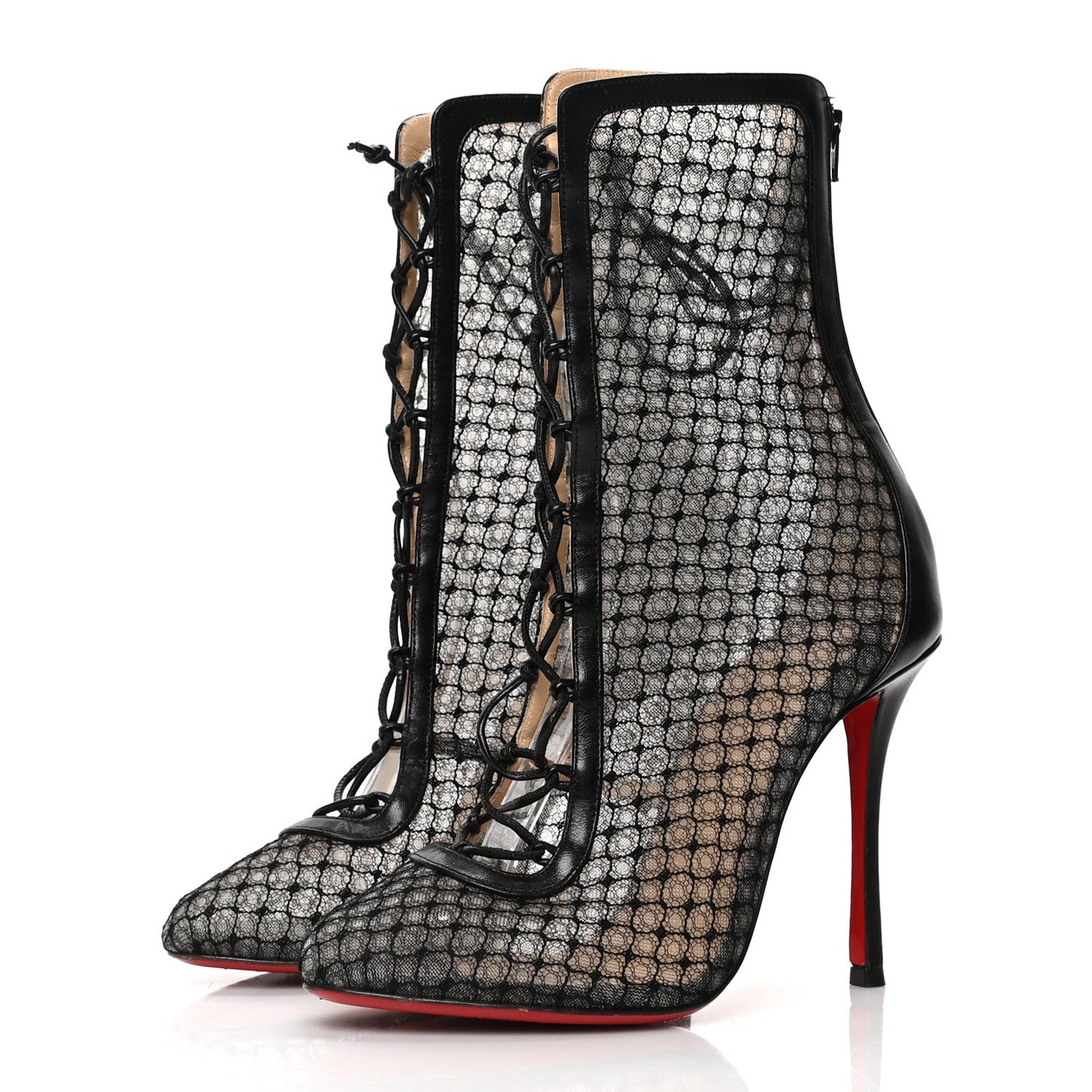 Nappa Fishnet Lace Hotero 100 Ankle Boots 36 Black