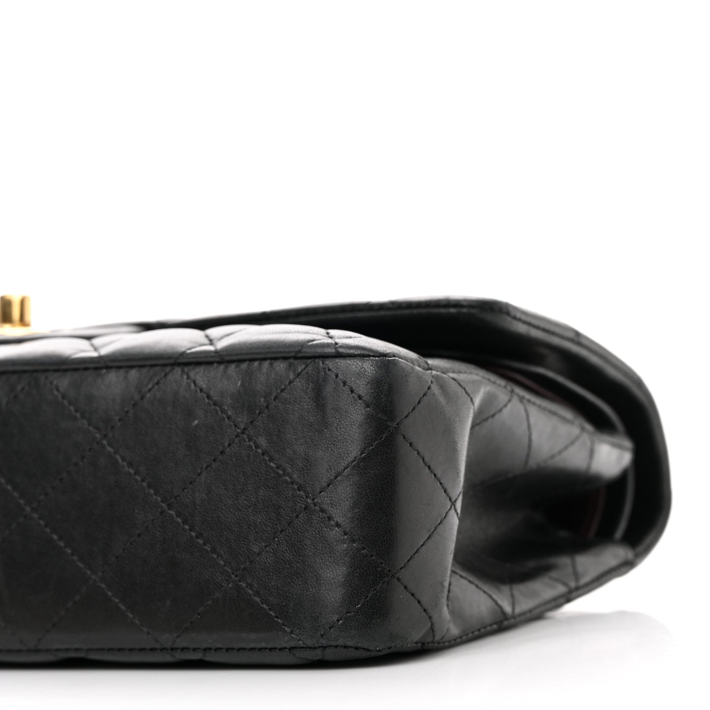 Lambskin Quilted Medium Double Flap Black