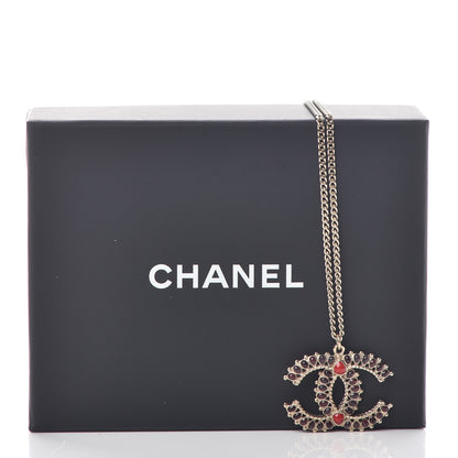 Chanel Resin CC Necklace Gold Red Burgundy 6 of 6