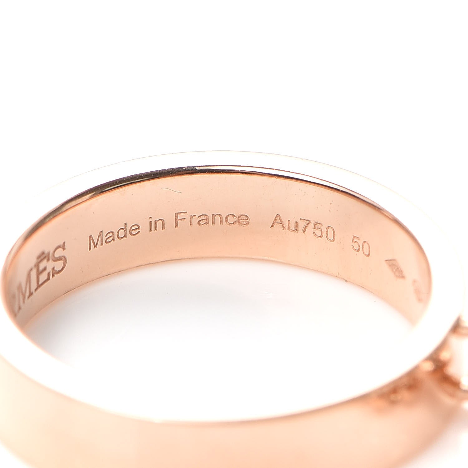 Hermes 18K Rose Gold Kelly Clochette Double Ring 50 5.25 5 of 7