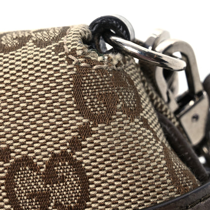 Gucci Monogram Textured Dollar Calfskin Heavy Grosgrain Web Small Maxi Horsebit Chain Shoulder Bag Beige Ebony New Acero 15 of 15