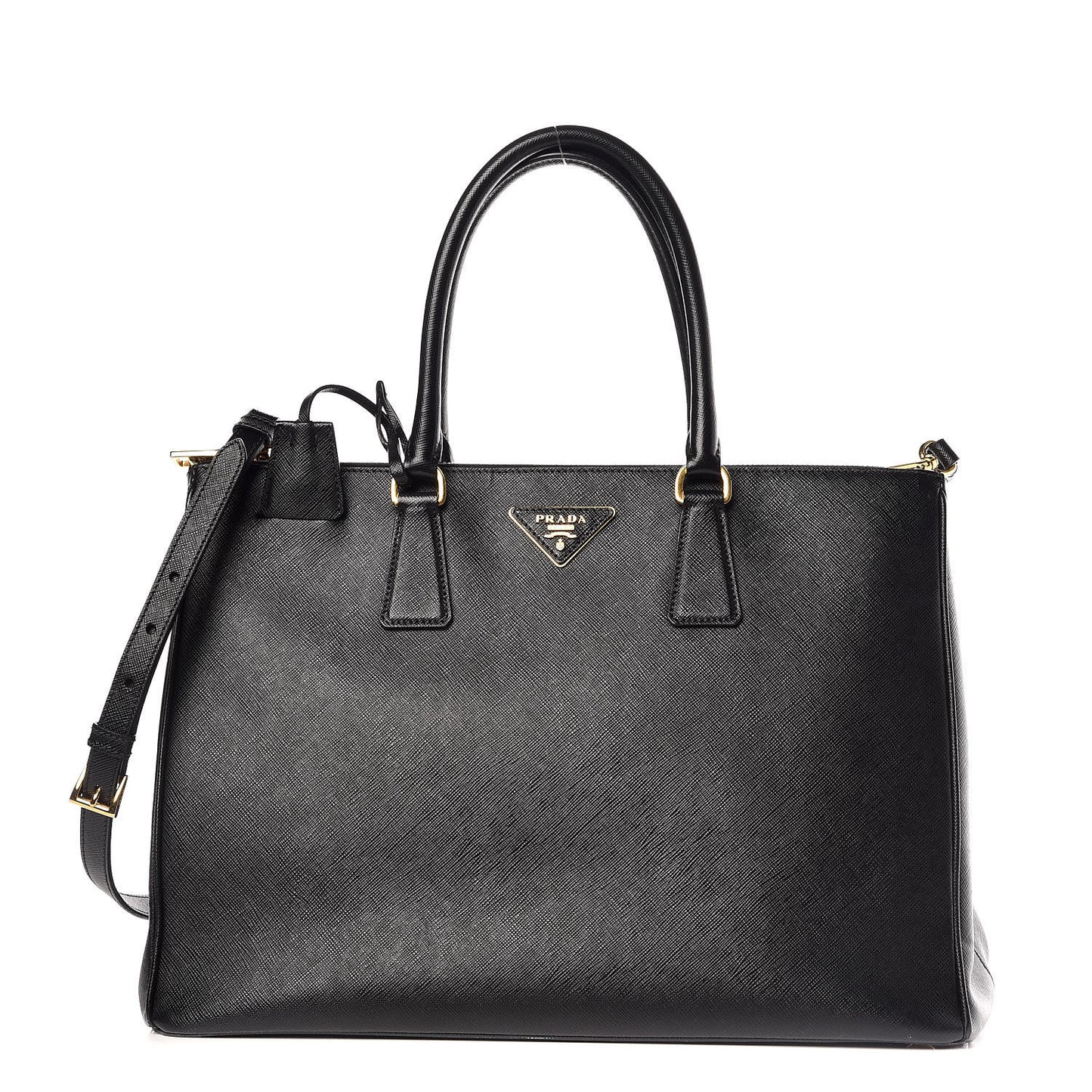 Saffiano Large Galleria Double Zip Tote Black
