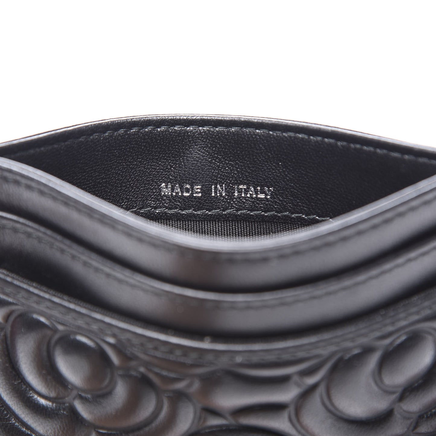 Lambskin Camellia Embossed Card Holder So Black