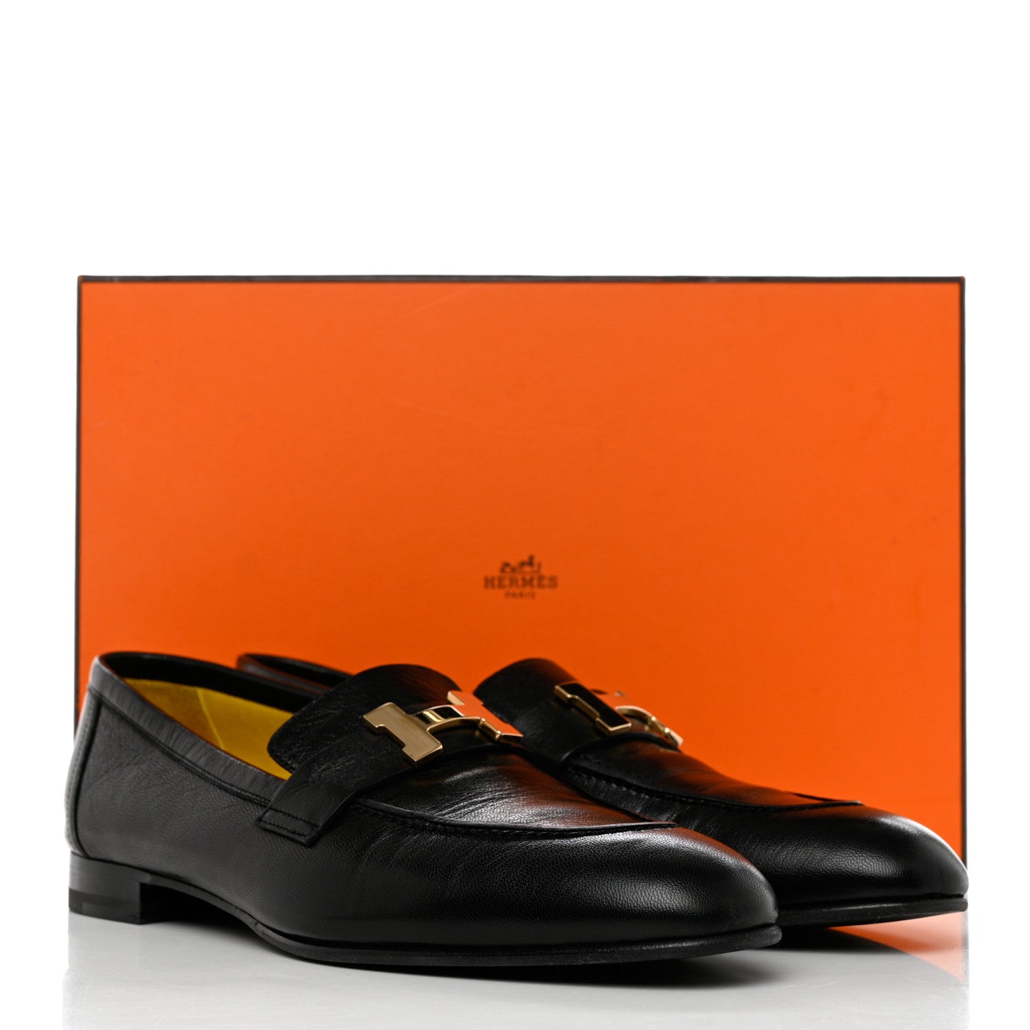 Hermes Goatskin Womens Paris Loafers 39 Black 9 of 9
