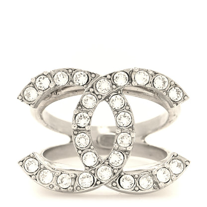 Chanel Metal Crystal Palais Garnier Ring 54/7 Silver 1 of 4
