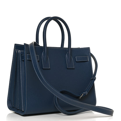 Saint Laurent Grained Calfskin Topstitch Baby Sac De Jour Denim 3 of 11