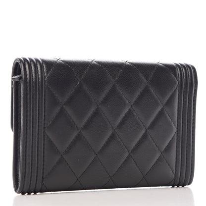 Chanel Calfskin Quilted Small Boy Flap Wallet Black 3 of 9