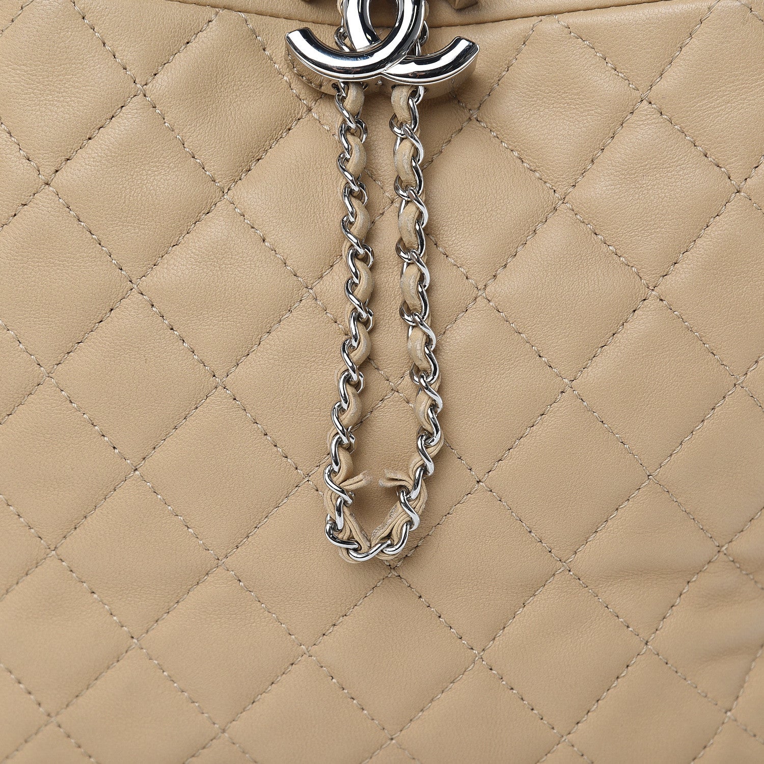 Chanel Lambskin Quilted Small CC Chain Bucket Bag Beige 15 of 18