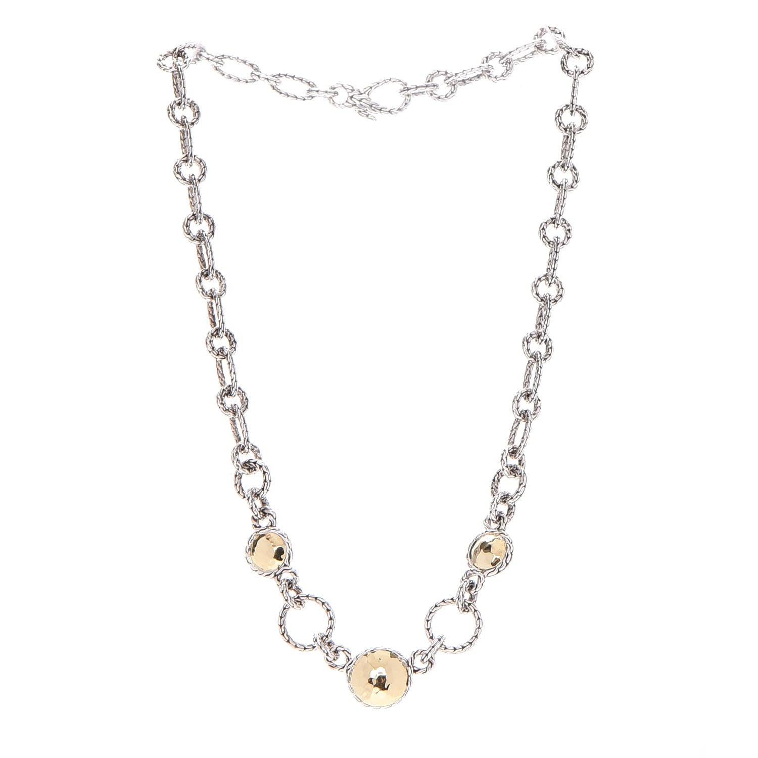 John Hardy Sterling Silver 22K Gold Palu Round Link Necklace 3 of 5