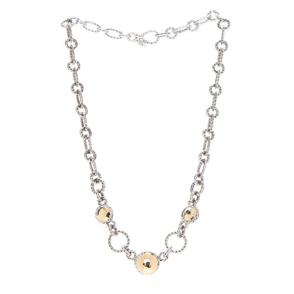 John Hardy Sterling Silver 22K Gold Palu Round Link Necklace 3 of 5