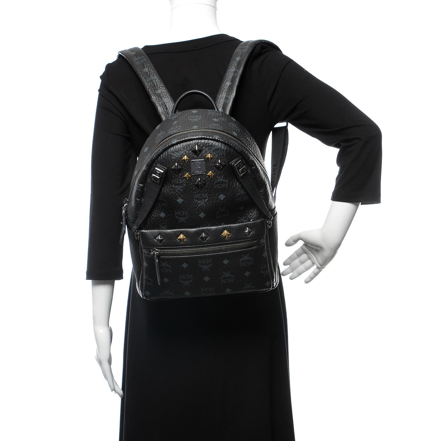 MCM Visetos Studded Small Dual Stark Backpack Black 2 of 12