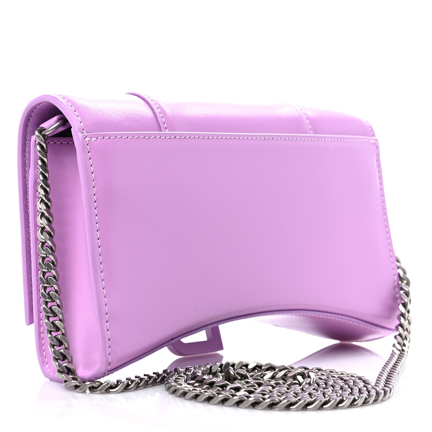 Balenciaga Shiny Box Calfskin Tonal B Hourglass Chain Bag Liliac 3 of 7