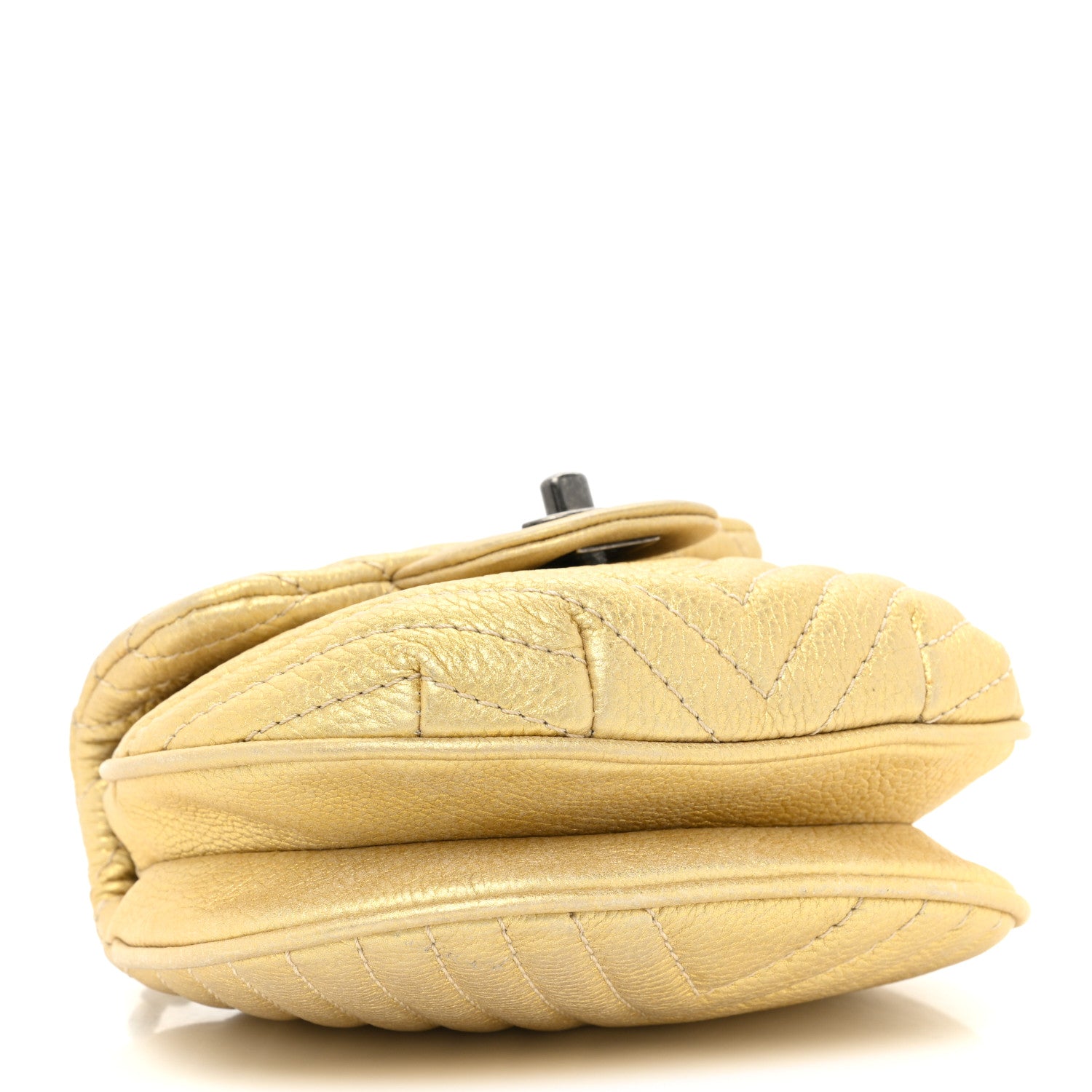 Chanel Metallic Aged Calfskin Chevron Small Bubble CC Flap Gold 4 of 13