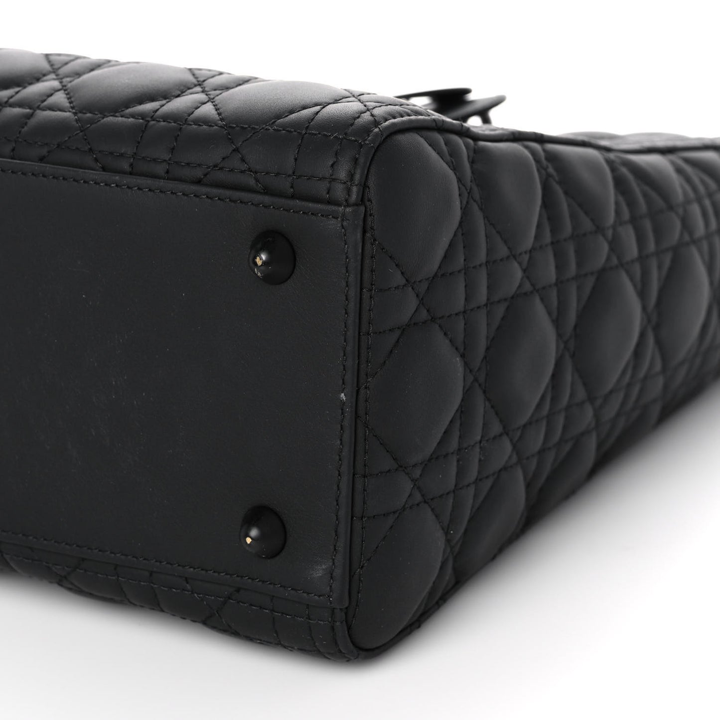 Ultra Matte Calfskin Cannage Large Lady Dior Black