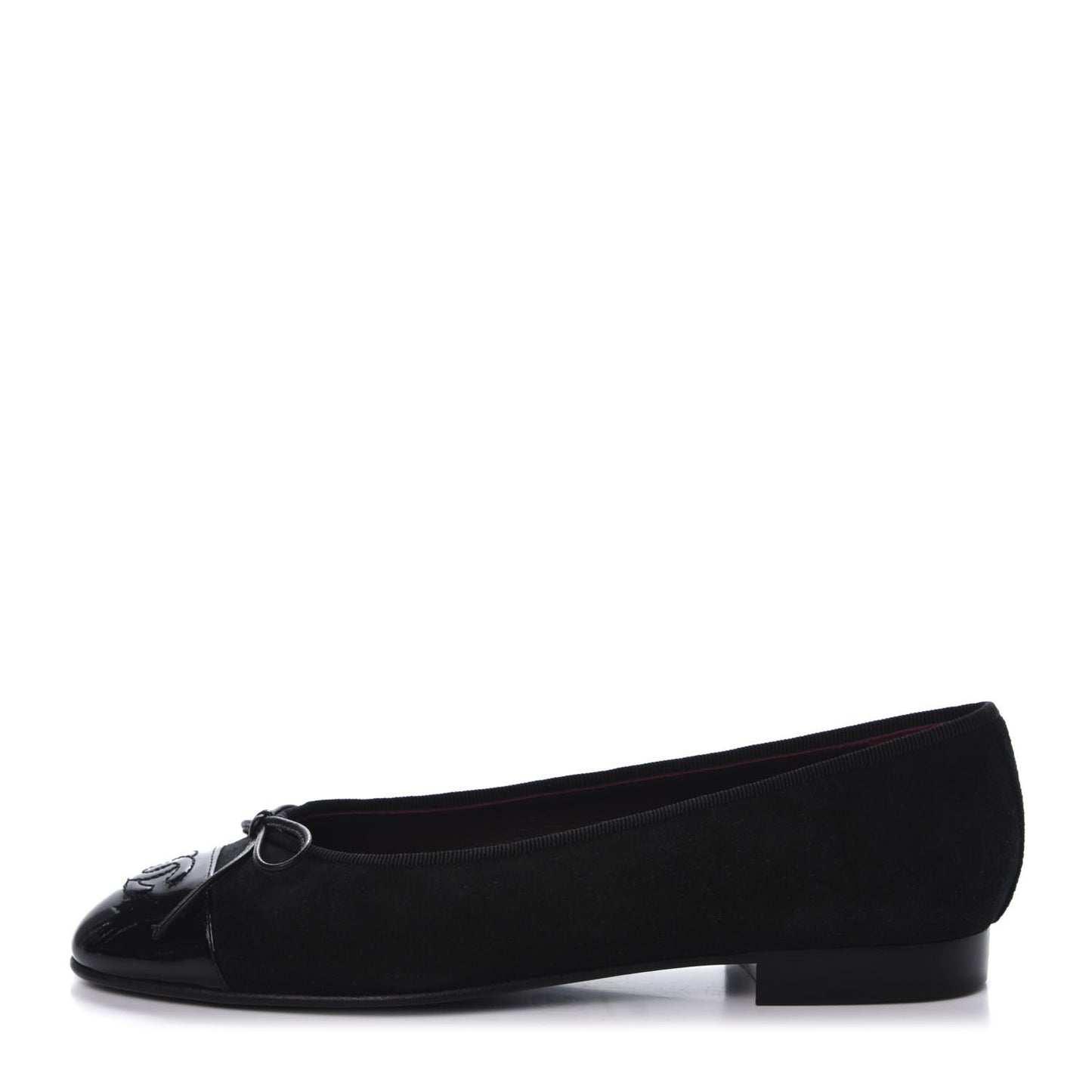 Suede Patent Cap Toe CC Ballerina Flats 36.5 Black